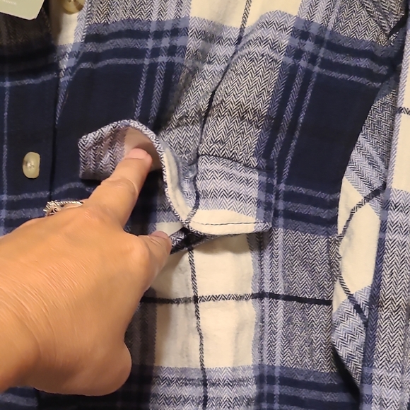 Women's Oversized Blue Plaid Shirt/Shaket - Picture 4 of 4